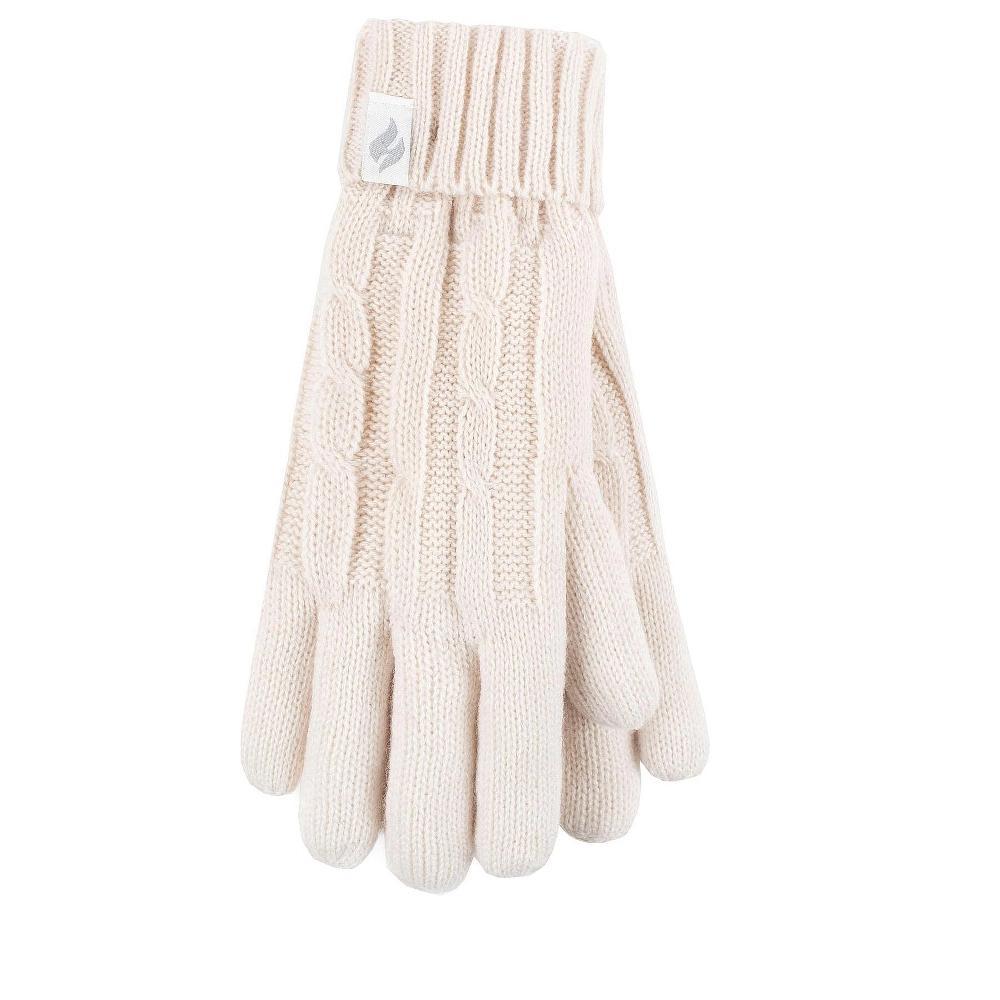 Women's Heat Holders Heatweaver Lined Cable Knit Gloves, Size: Small-Medium, Buttercream Product Image
