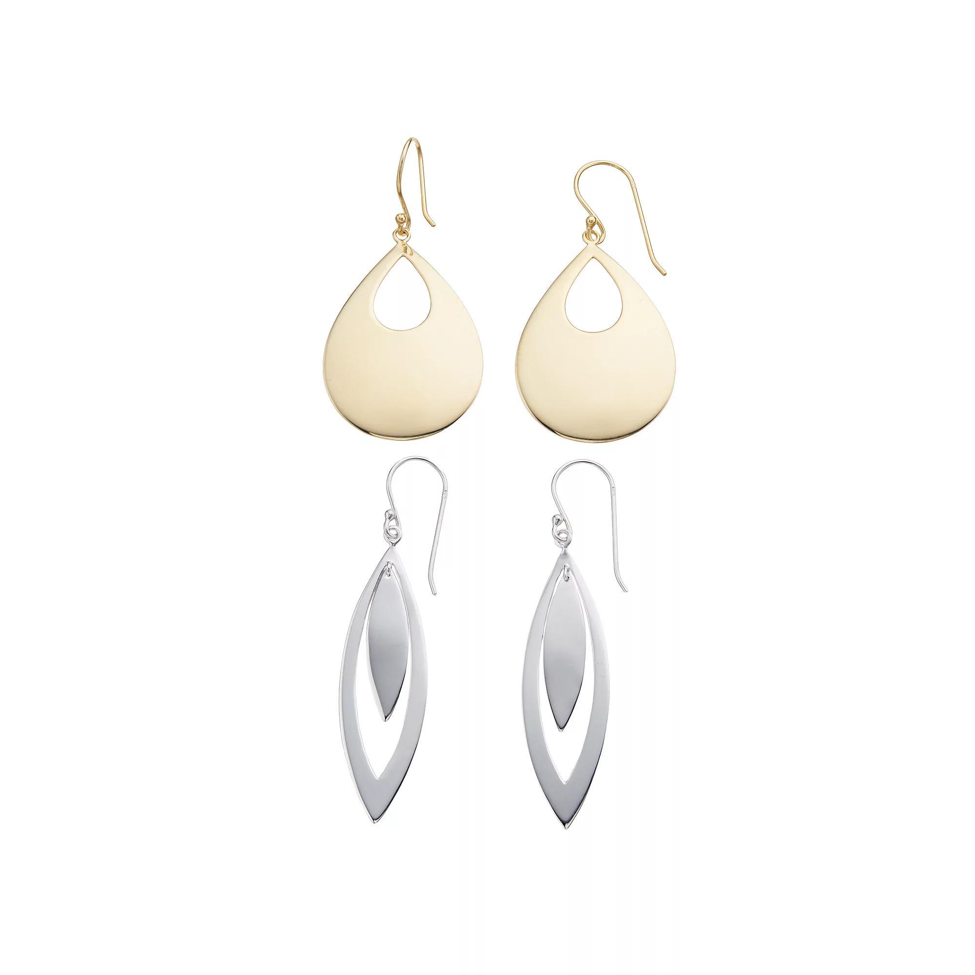Vermeil Sterling Silver Drop Duo Earring Set, Women's Product Image