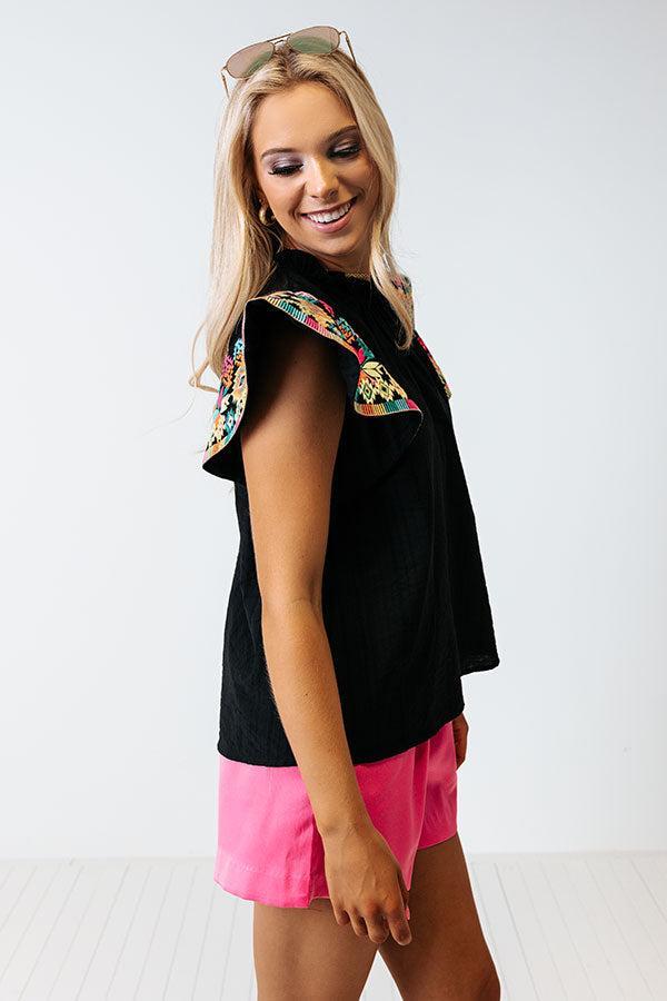 Near To Paradise Embroidered Shift Top In Black Product Image
