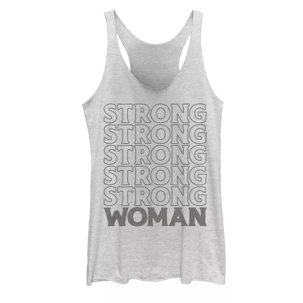Juniors' "Strong Woman" Word Stack Tank Top, Girl's, Size: Small, White Grey Product Image