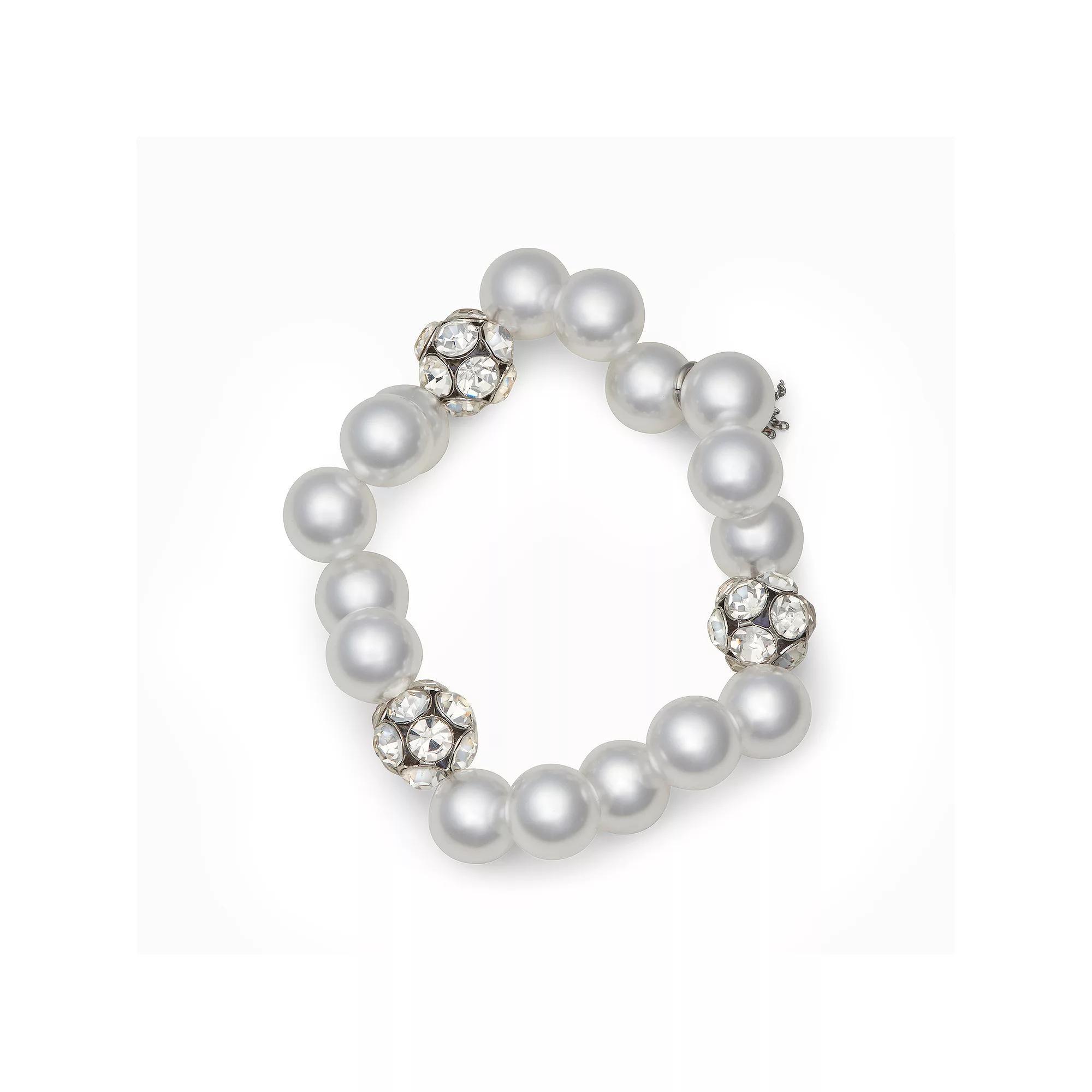 Simply Vera Vera Wang Fireball Simulated Pearl Stretch Bracelet, Women's, Silver Tone Product Image