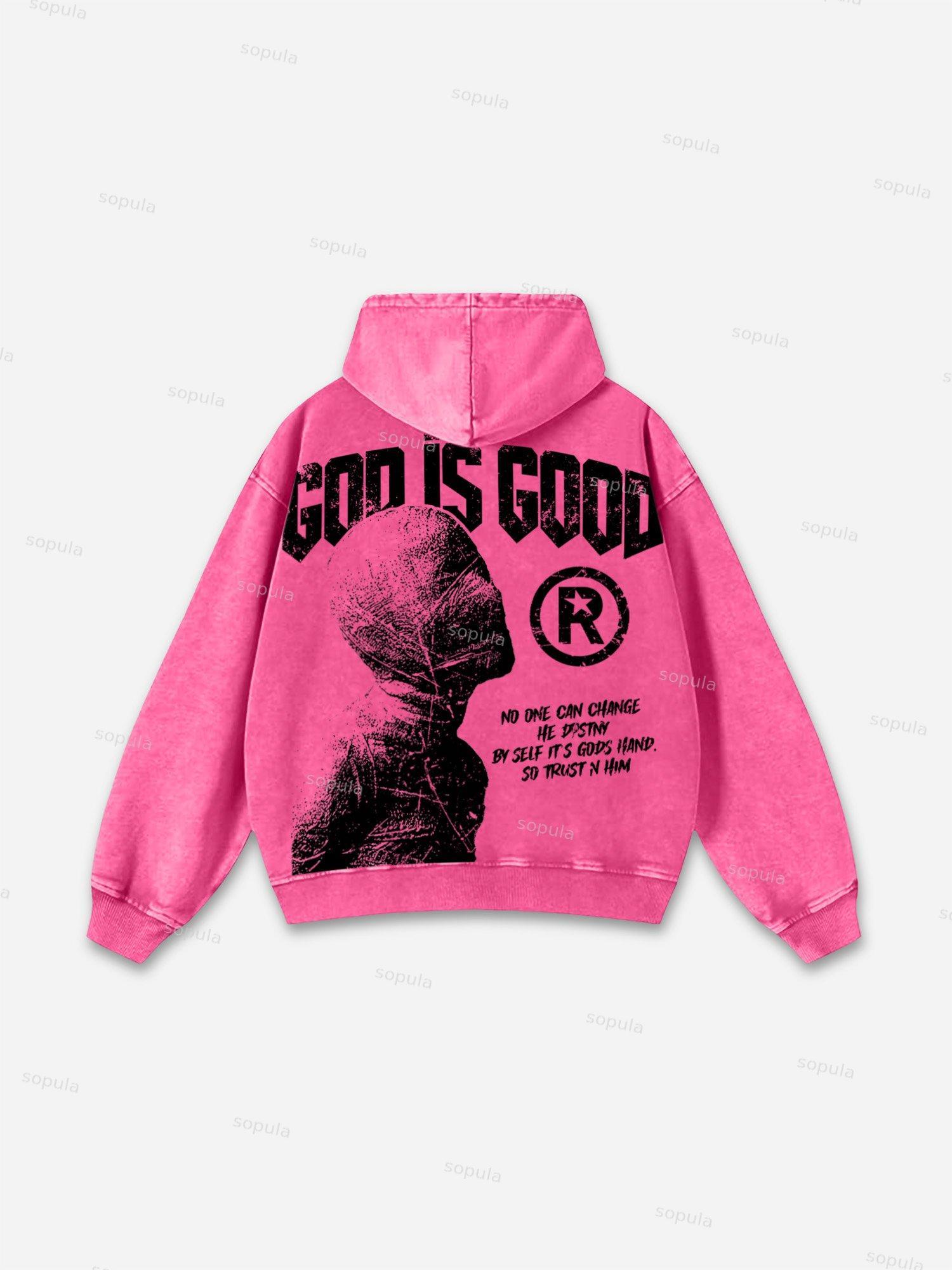 God Is Good Vintage Destiny Graphic Washed Hoodie Product Image