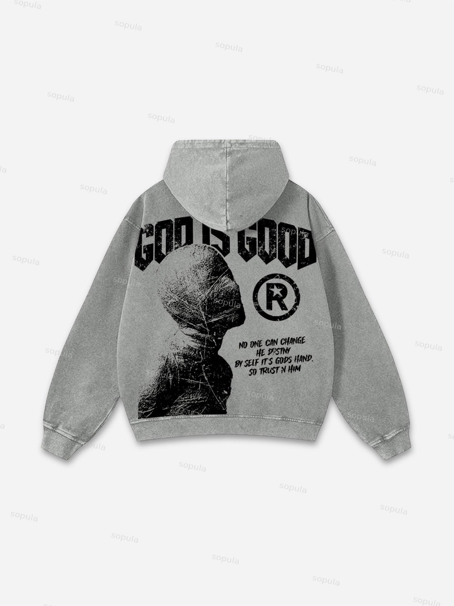 God Is Good Vintage Destiny Graphic Washed Hoodie Product Image