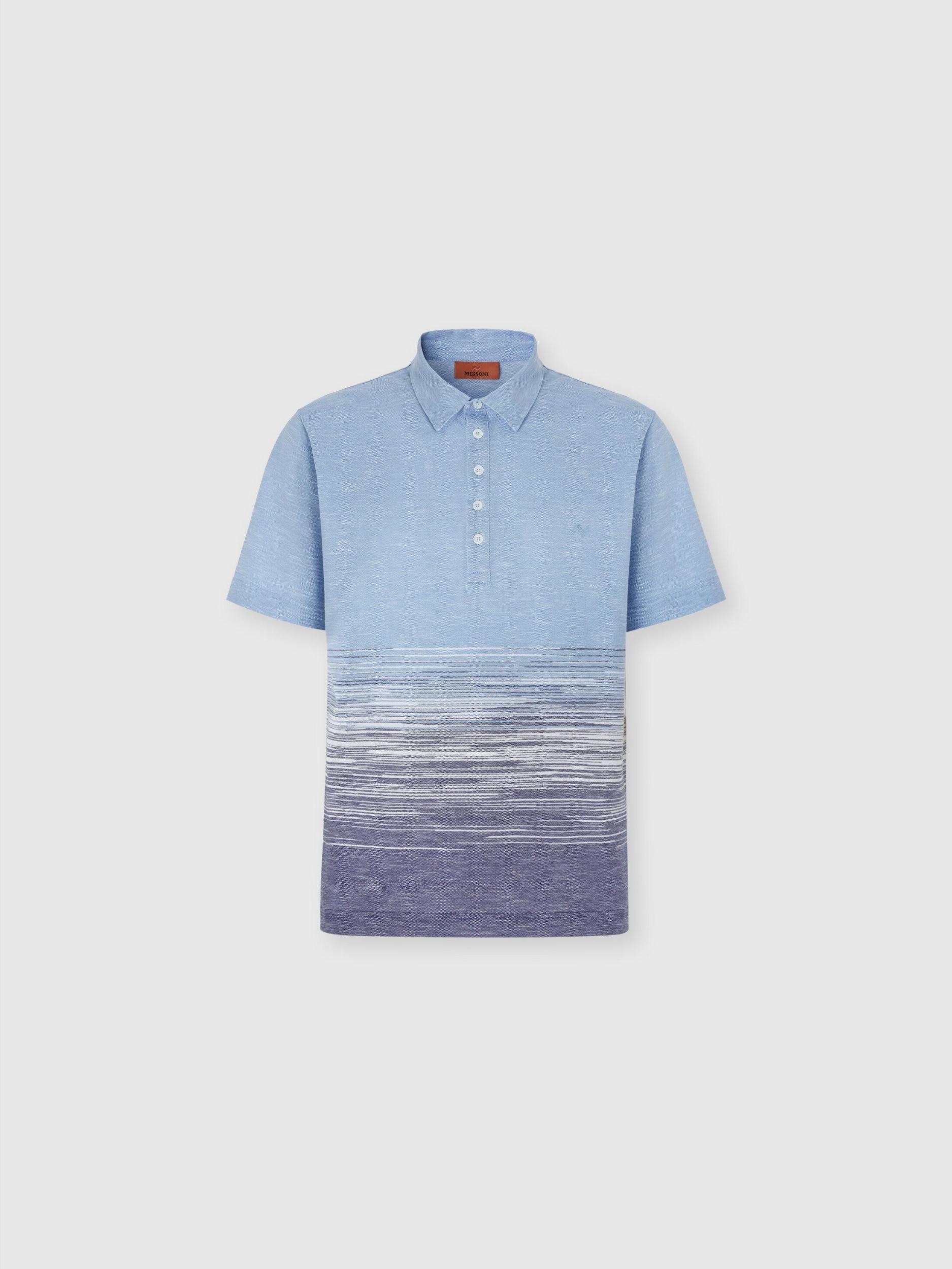 Slub cotton and linen polo shirt with zigzag embroidery Product Image