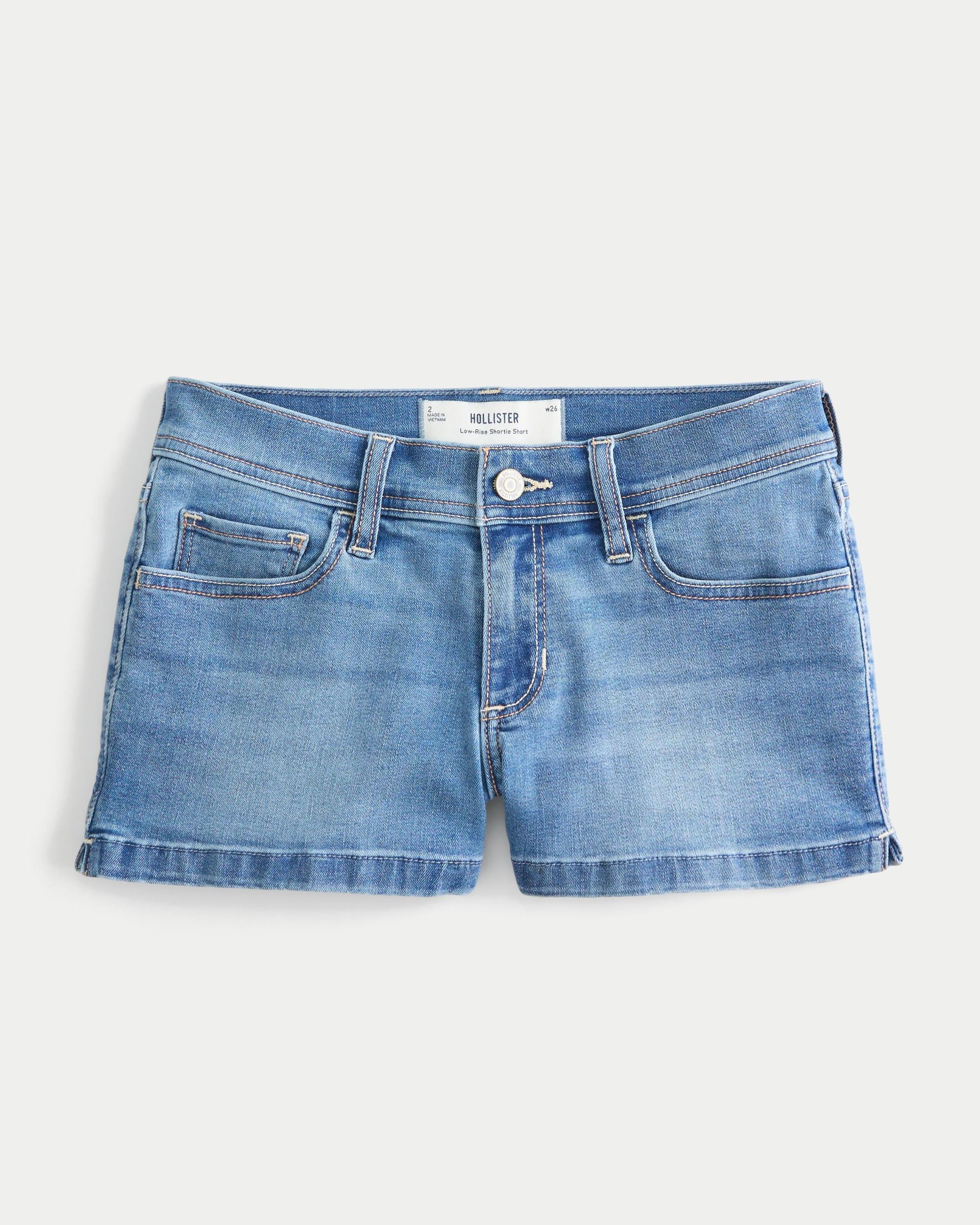 Washed Black Denim Shortie Shorts Product Image