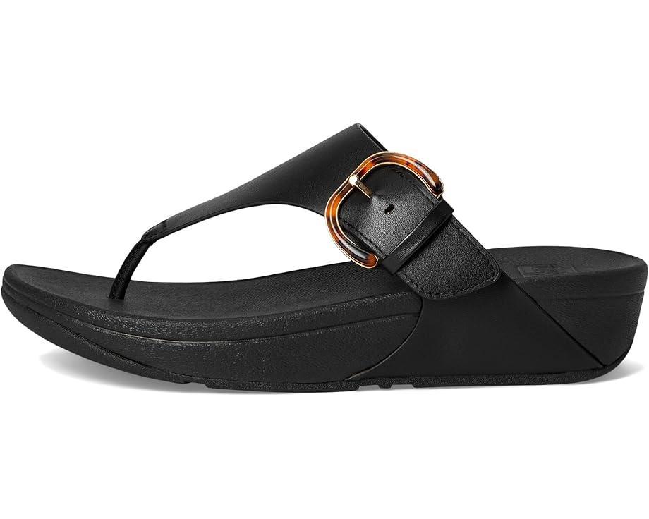 Lulu Crystal-Buckle Leather Toe-Post Sandals Product Image