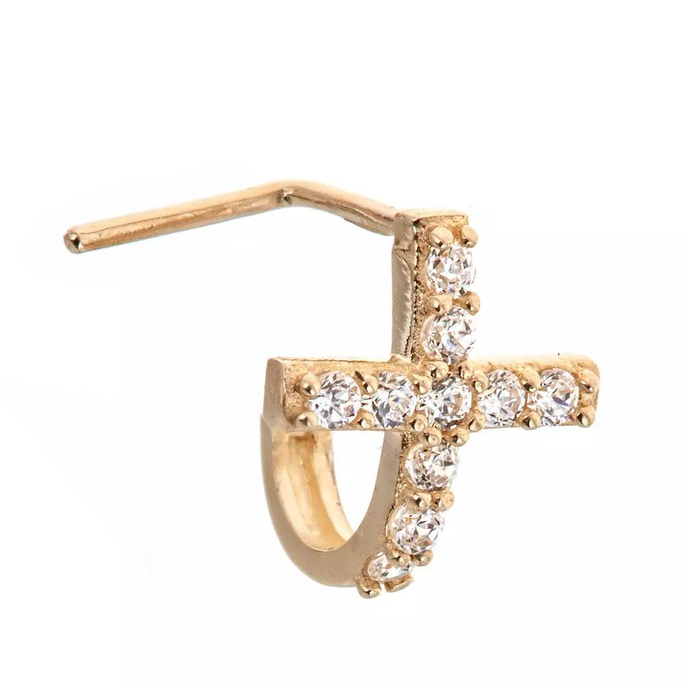 Amella Jewels 10k Gold Cross Nose Ring, Women's, Yellow Product Image