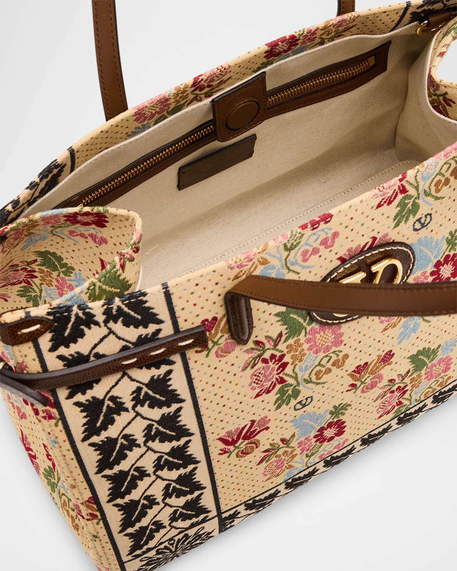 Antibes Medium Flower & Leaves Jacquard Tote Bag Product Image