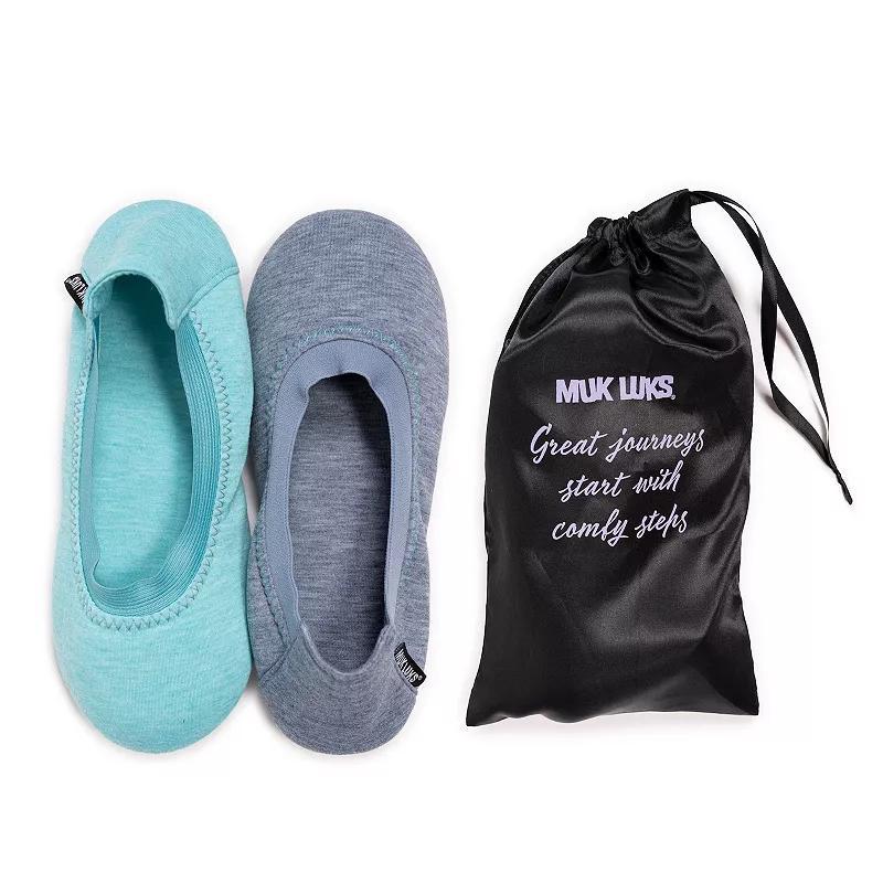 Women's MUK LUKS 2-Pair Travel Ballerina Slipper Socks Set, Size: Small, Blue Product Image