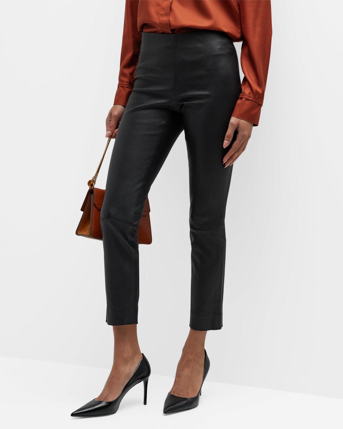 Womens Leather Slim-Fit Ankle Pants Product Image