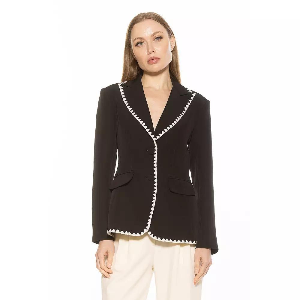 Women's ALEXIA ADMOR Jessilyn Long Sleeve Embroidery Trimmed Blazer, Size: 10, Red Product Image