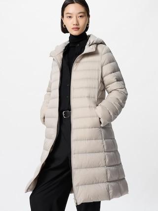 Womens Ultra Light Down Long Coat with Water-Repellent Beige XL UNIQLO US Product Image