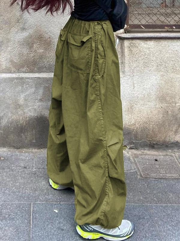 Size Friendly Low Waist Parachute Cargo Pants Product Image