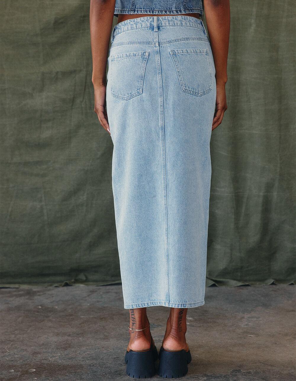 WEST OF MELROSE Womens Denim Maxi Skirt - LIGHT WASH Product Image