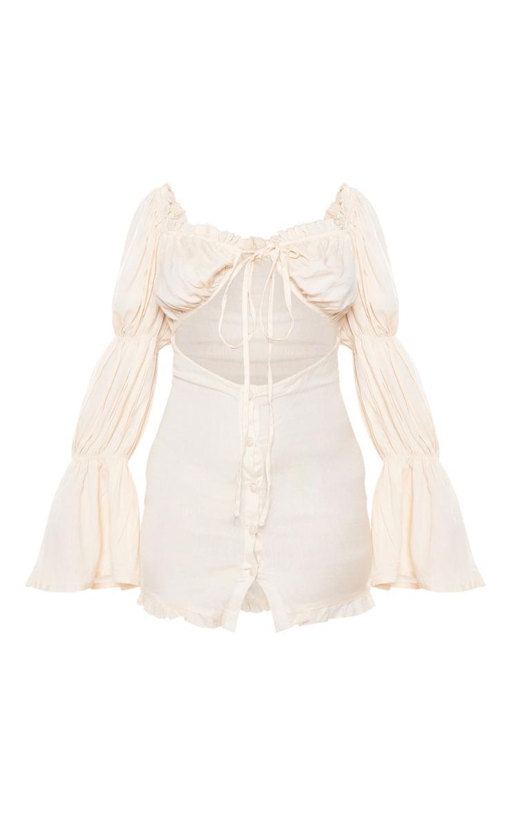 Petite Desert Sand Linen Cut Out Front Mini Dress Product Image