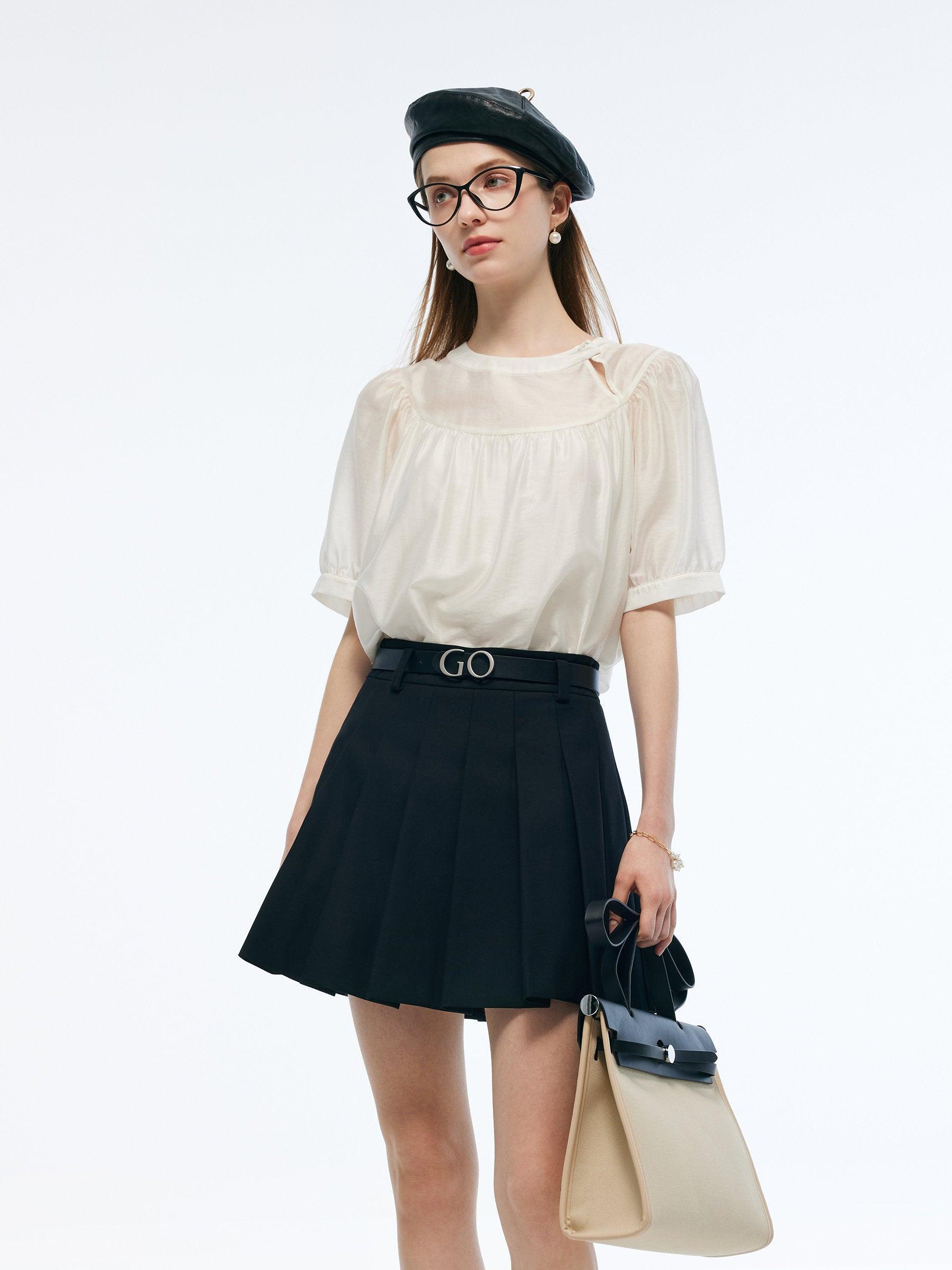 Tencel Blend Women Puff-sleeved Blouse Product Image