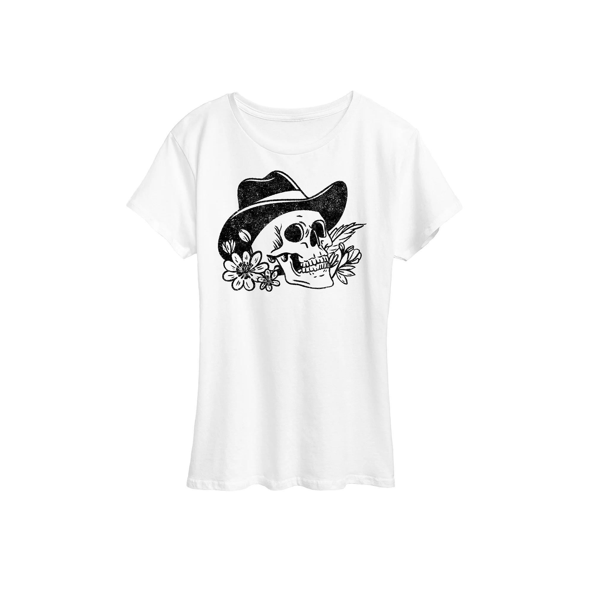Womens Cowboy Skull Tee Graphic Tee Product Image