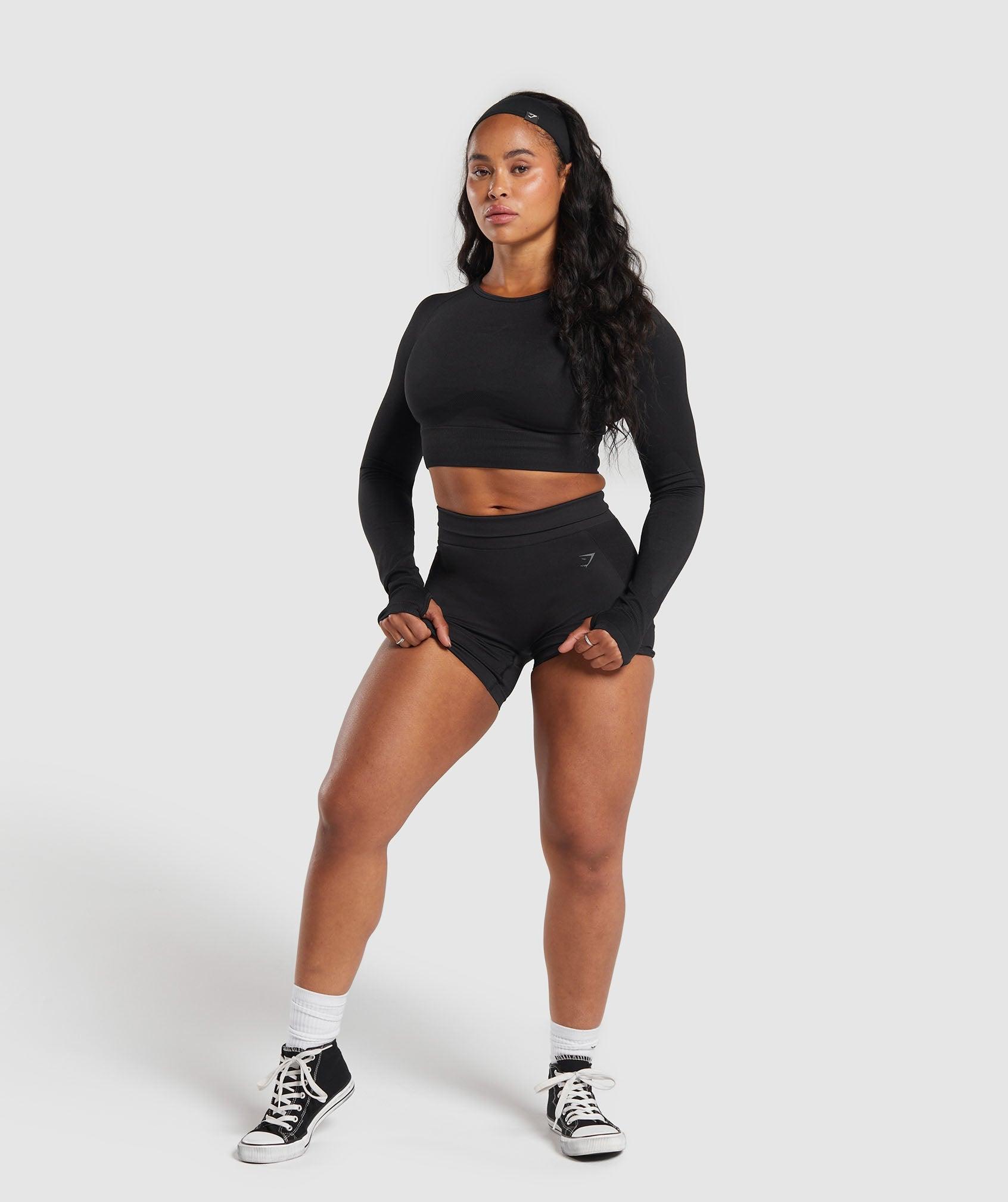 Gymshark Flex Long Sleeve Crop Top - Black Female Product Image