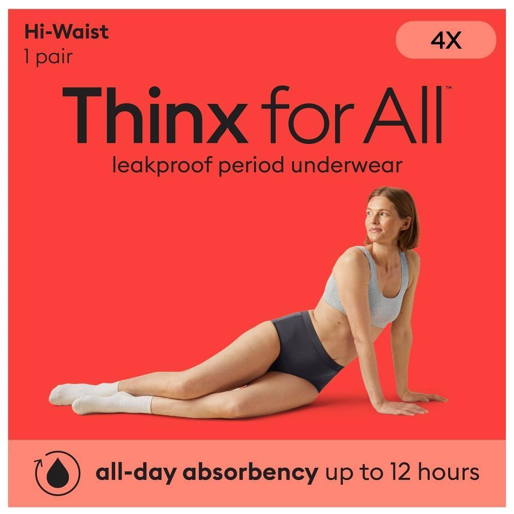 Thinx for All Women's Everyday Comfort Hi-Waist Leakproof Period Briefs - Black M: Cotton Gusset, High Rise Product Image