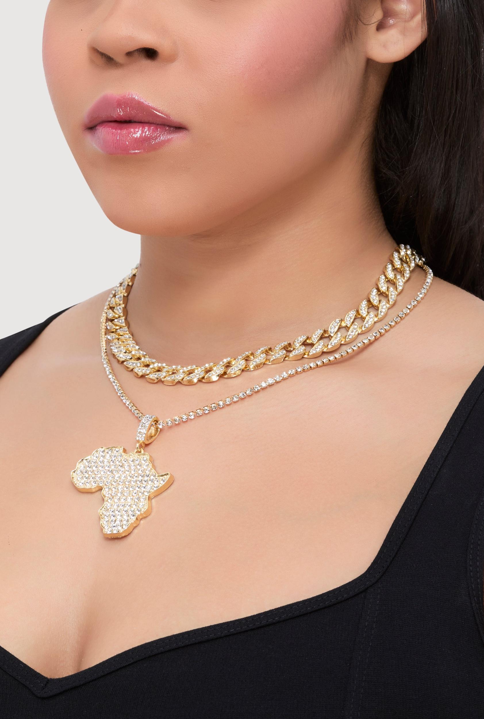 Cubic Zirconia Bear Charm Necklace with Stud Earrings Female Product Image