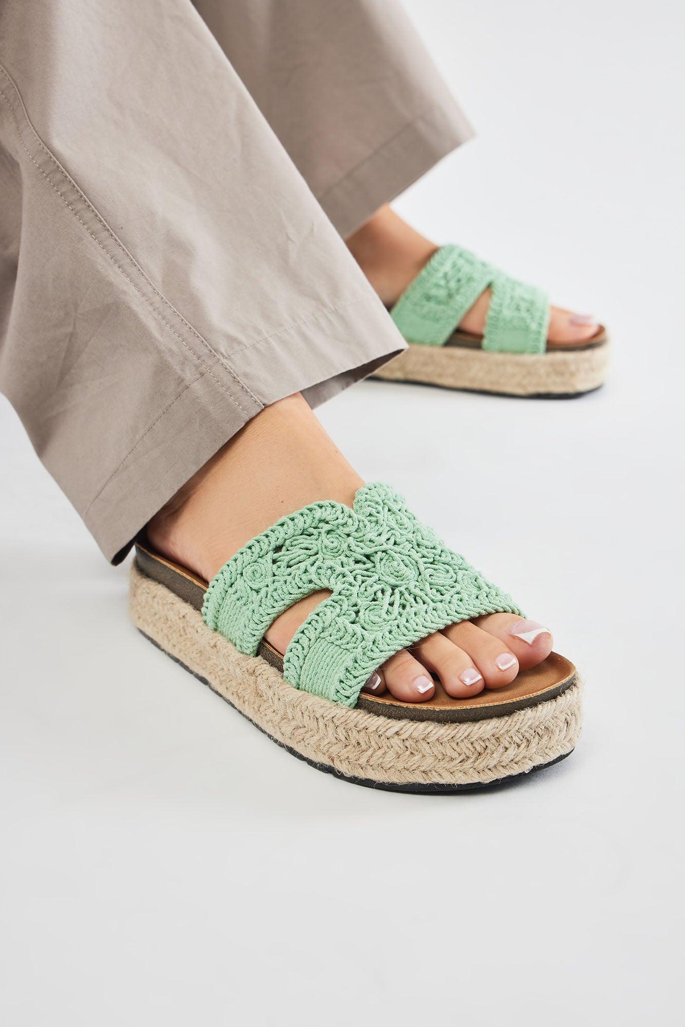 Kenzy Flatform Sandals - Green Product Image