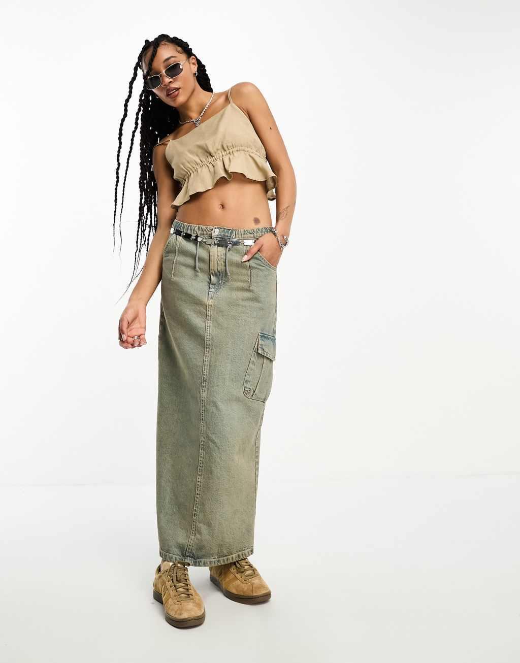 Only linen blend open back crop top Product Image