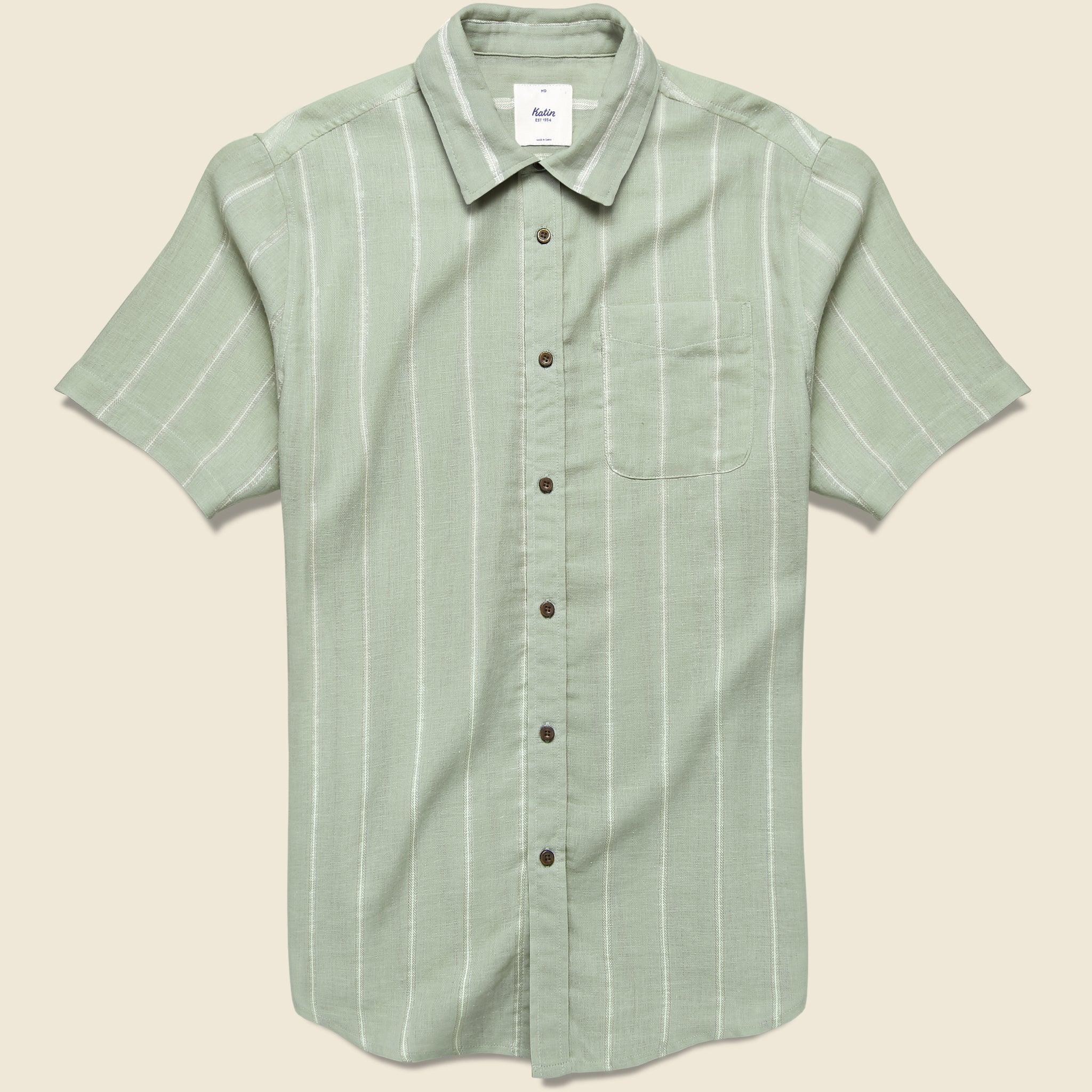 Alan Stripe Shirt - Sage/White Product Image