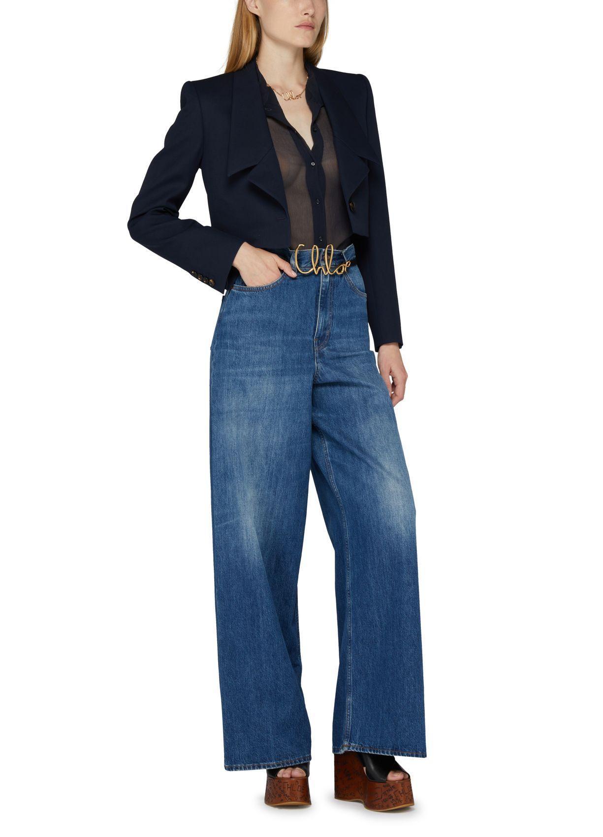CHLOÉ Iconic Leather Belt Gold-tone Hardware In Black Product Image