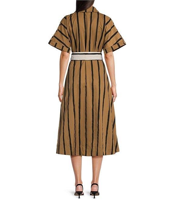 Buru Donna A-Line Striped Day Midi Dress Product Image