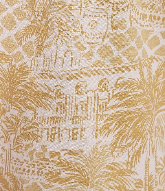 Lilly Pulitzer Dev Pima Cotton Knit Palm Beach Print Split V-Neck Sleeveless Sheath Dress Product Image