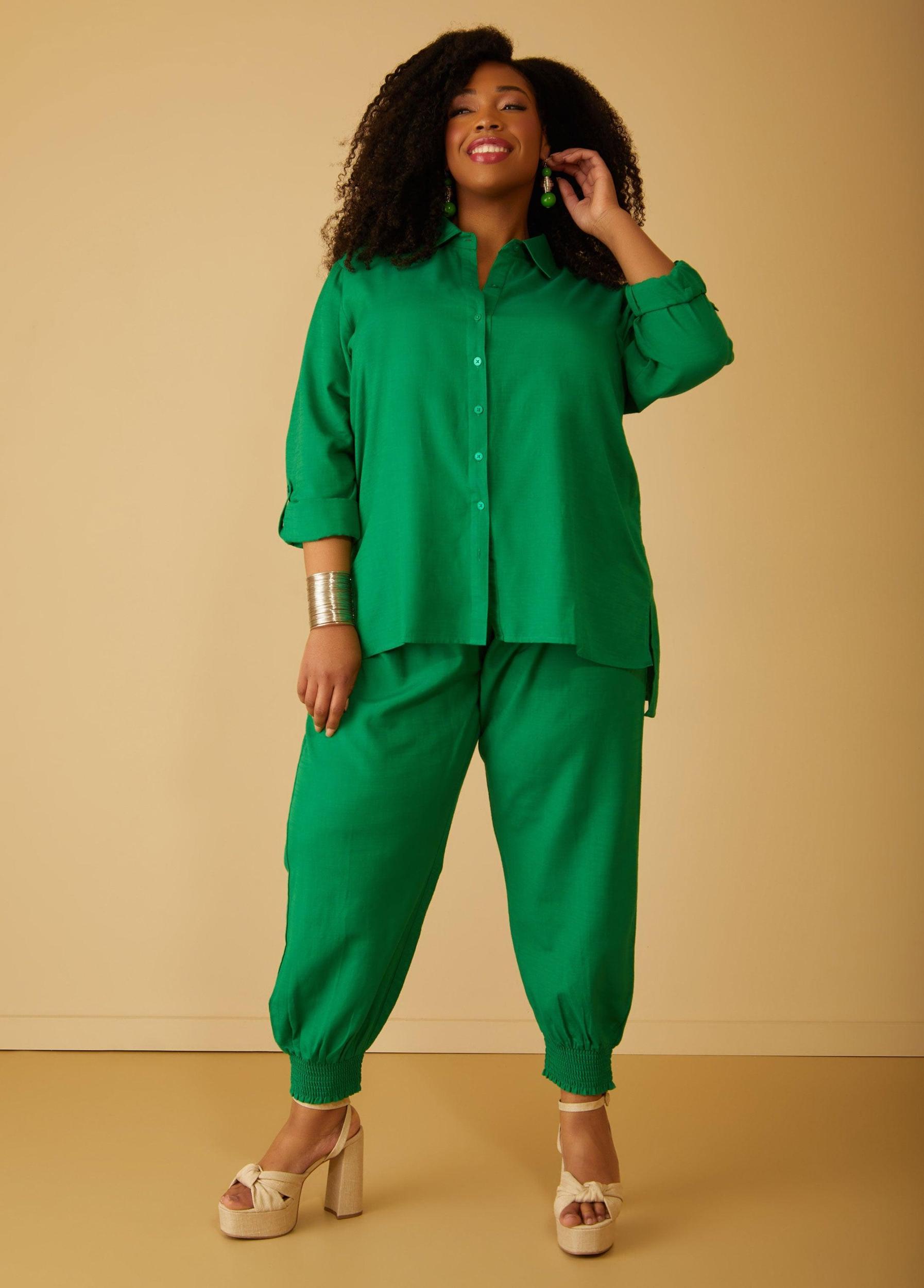 Plus Size Slub Woven Joggers Ashley Stewart Product Image