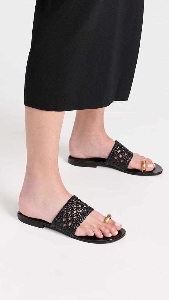 SIMKHAI Ariana Woven Leather Sandals with Metal Toe Ring | Shopbop Product Image