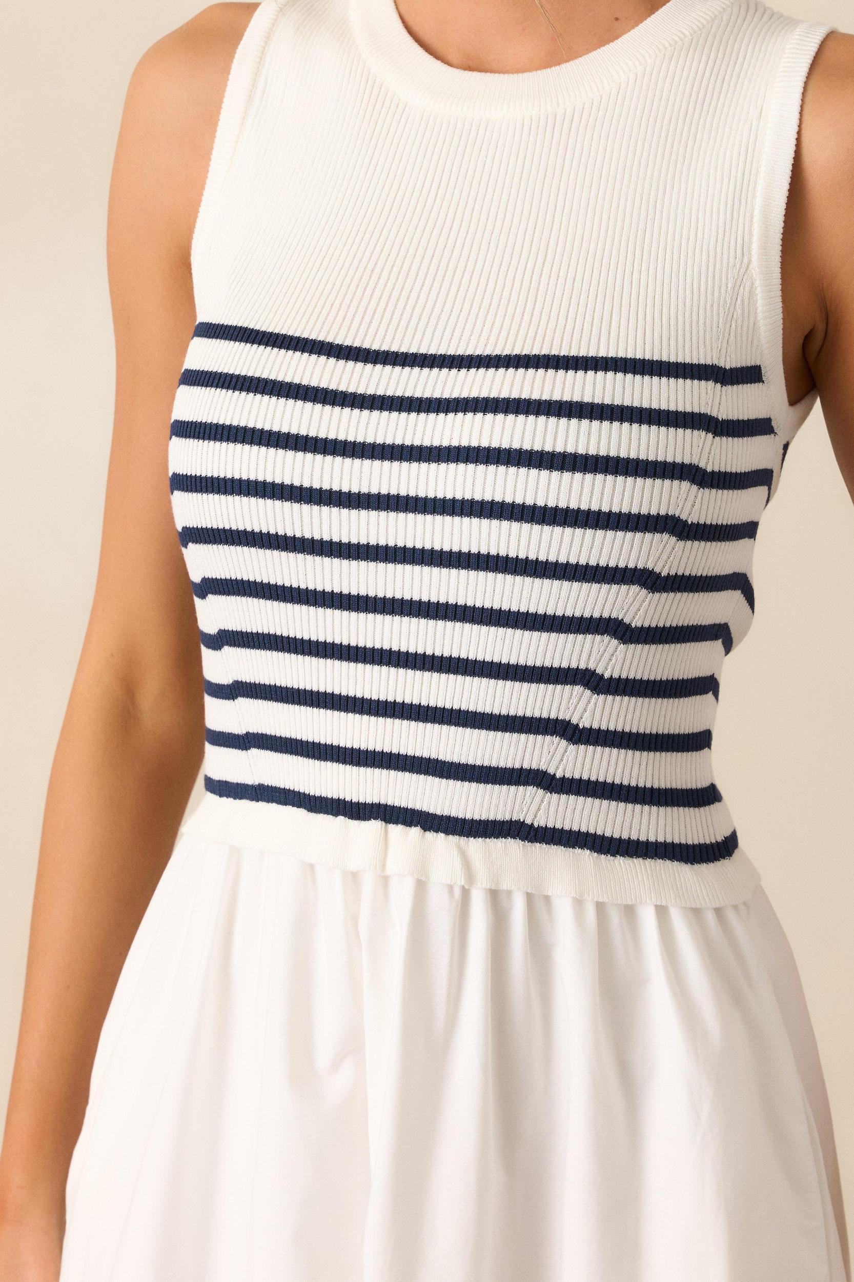 Picnic Weather White Stripe Sleeveless Maxi Dress Product Image