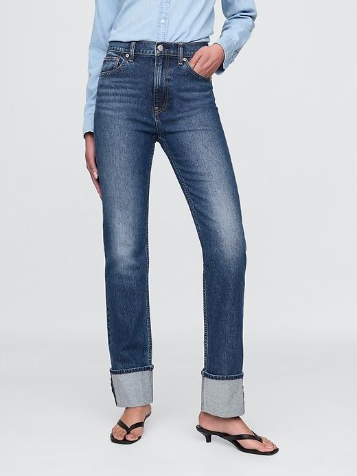 High Rise Cuffed '90s Straight Jeans Product Image