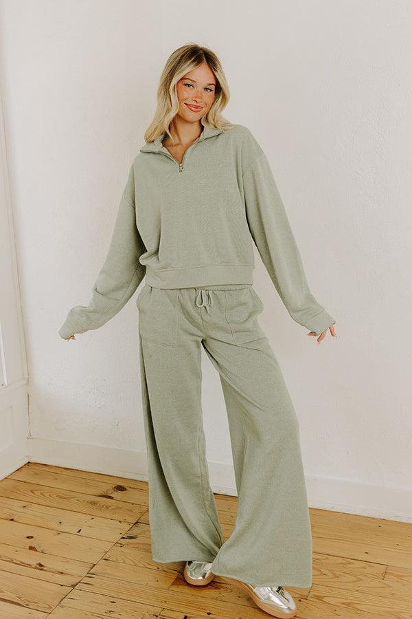 Cozy Lifestyle Vintage Wash Pullover in Sage Product Image