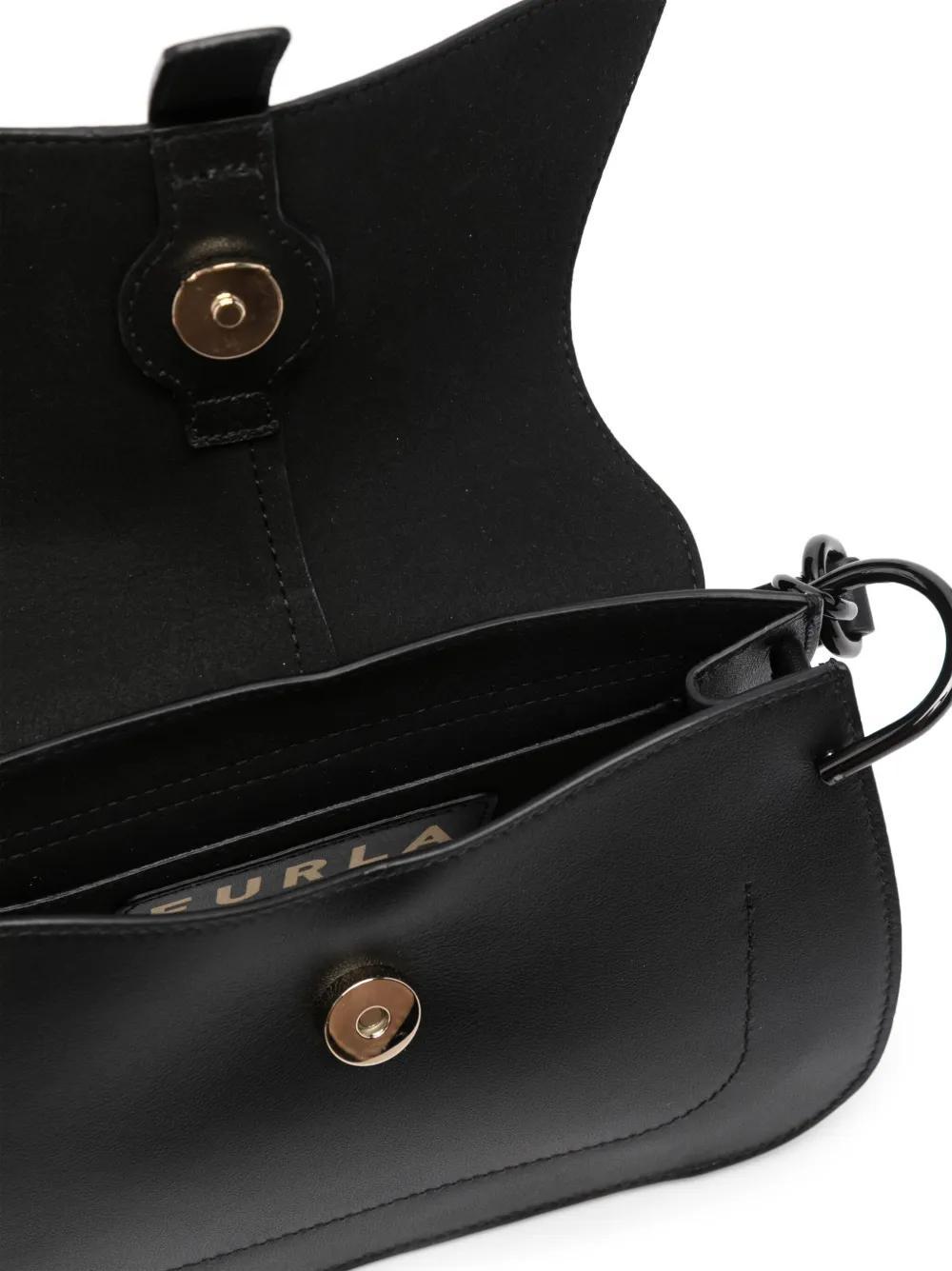 FURLA Mini Flow Leather Shoulder Bag In Black Product Image