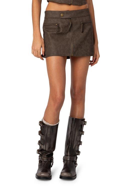 Edikted Ziva Faux Leather Mini Skirt Product Image