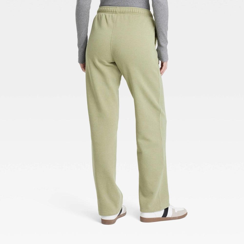 Womens Leisure Studio Mid-Rise Straight Leg Sweatpants - Universal Thread Light Olive XS: Cotton Blend, Recycled Polyester, Elastic Waist Product Image