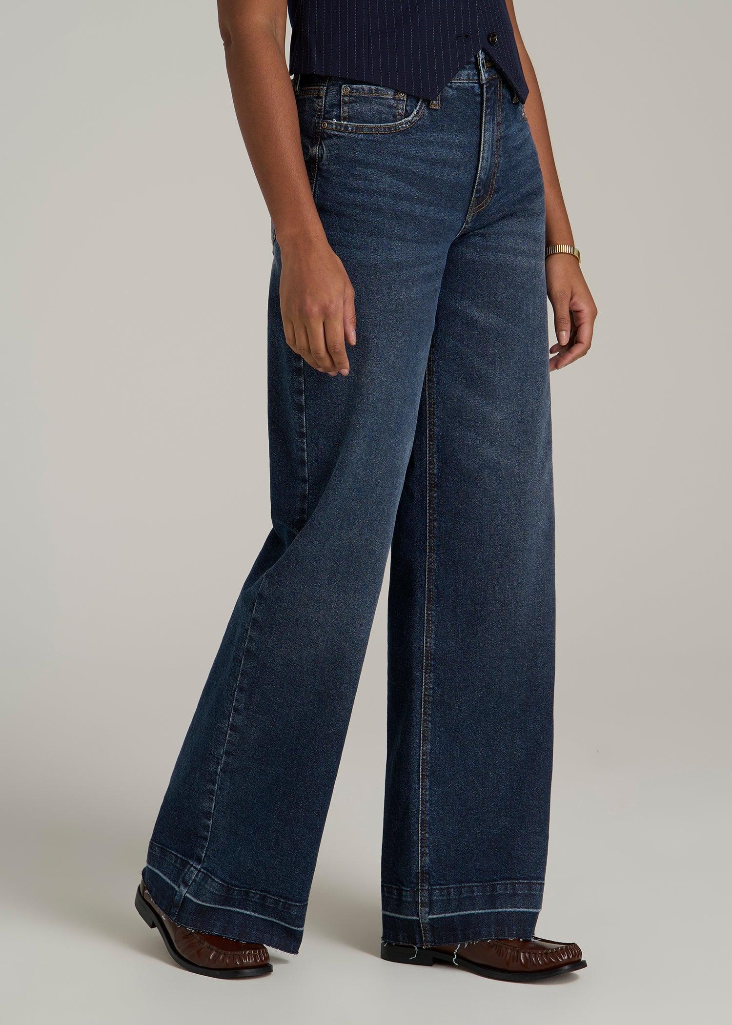 Luna High Rise Wide Leg Tall Jeans for Women in Faded Dark Indigo Product Image