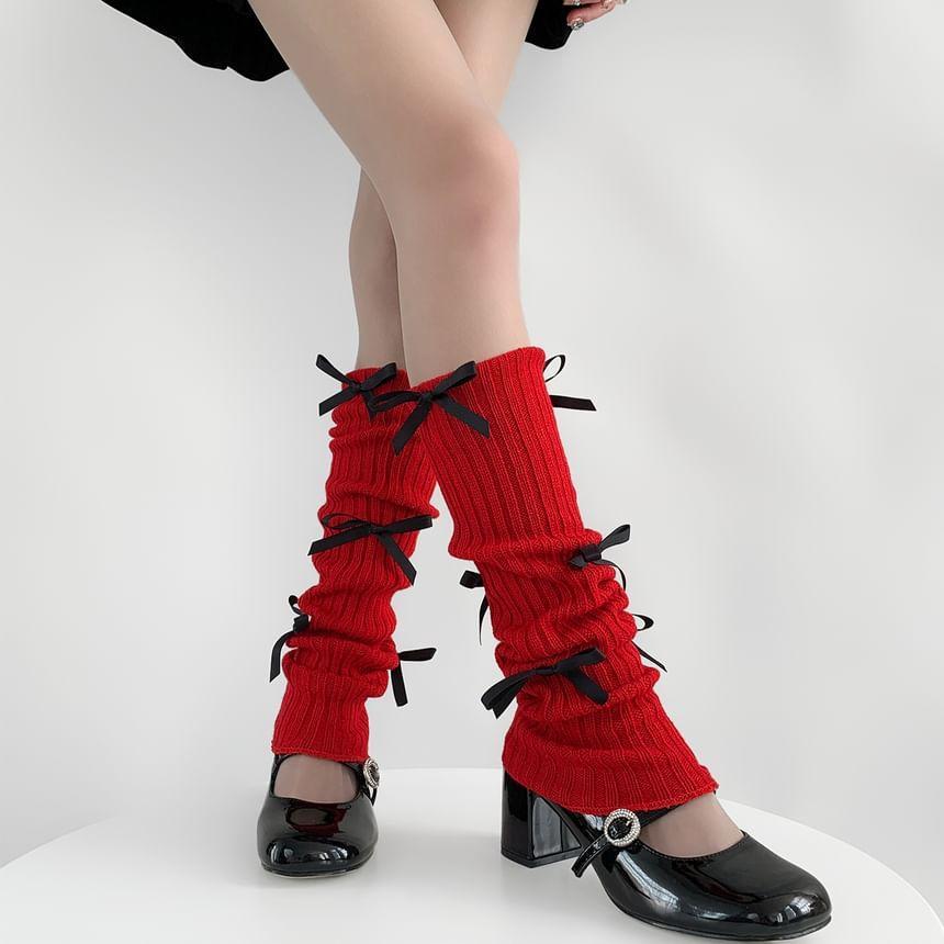 Bow Accent Knit Leg Warmers Product Image