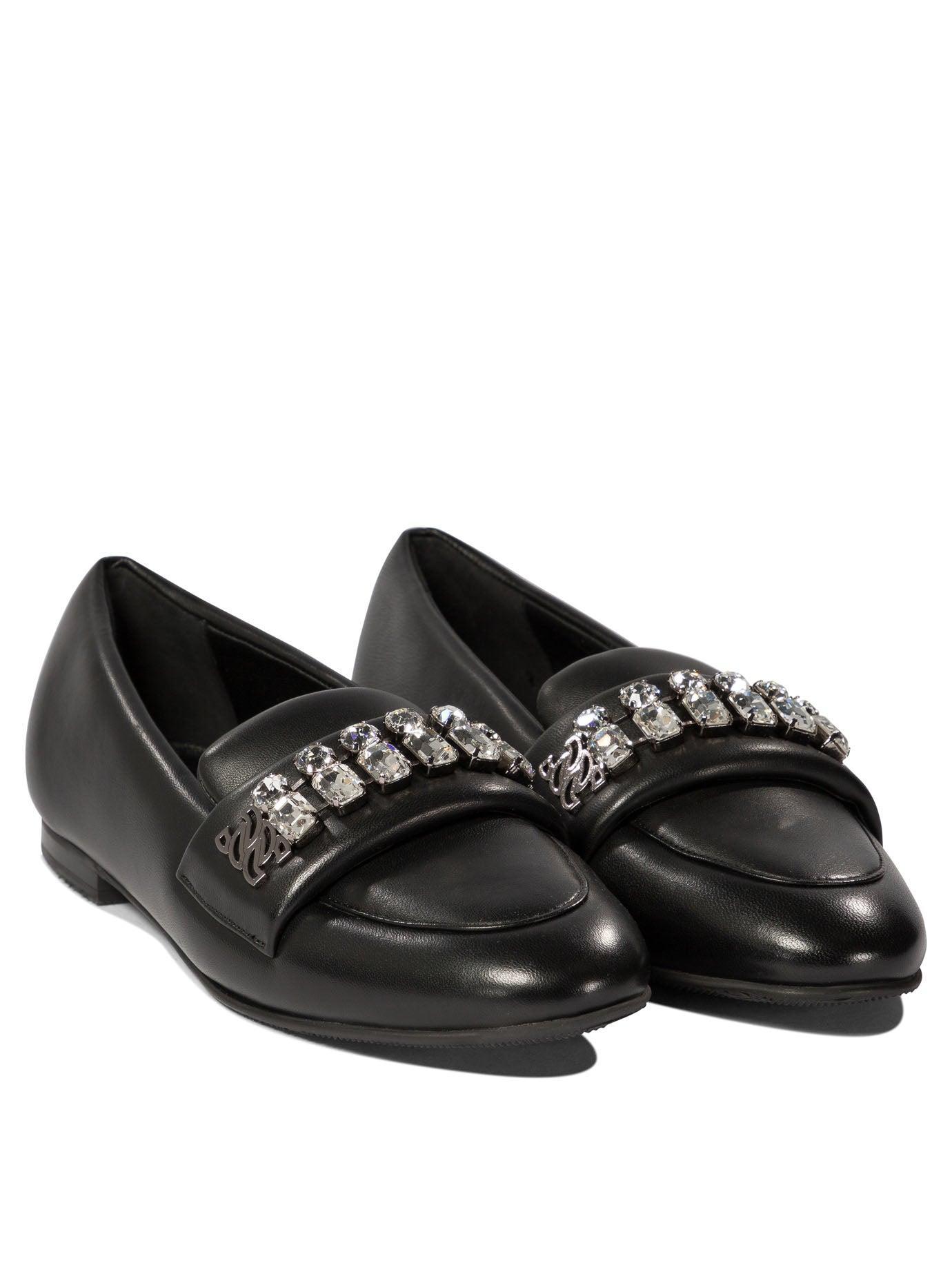 CASADEI Loafers With Crystal Details Loafers & Slippers Black Product Image