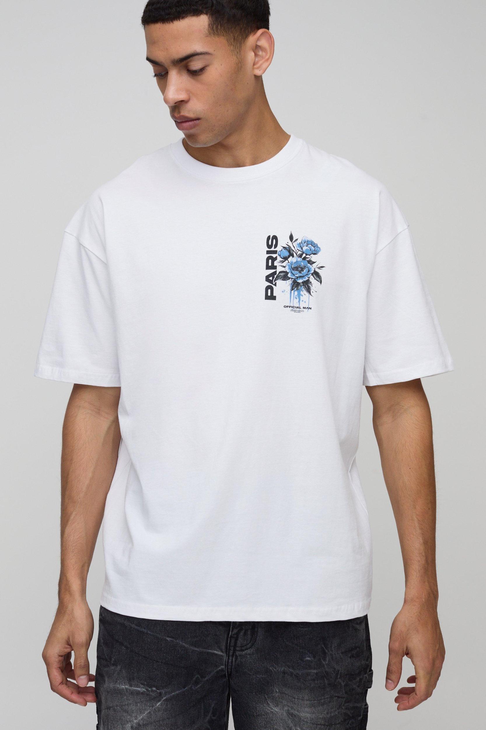 Oversized Paris Floral T-Shirt | boohooMAN USA Product Image