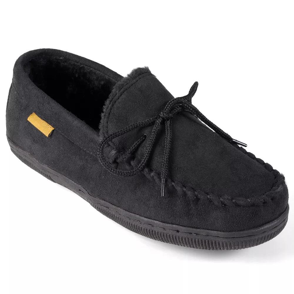 VANCE Men's Moccasin Slippers, Size: 10, Black Product Image