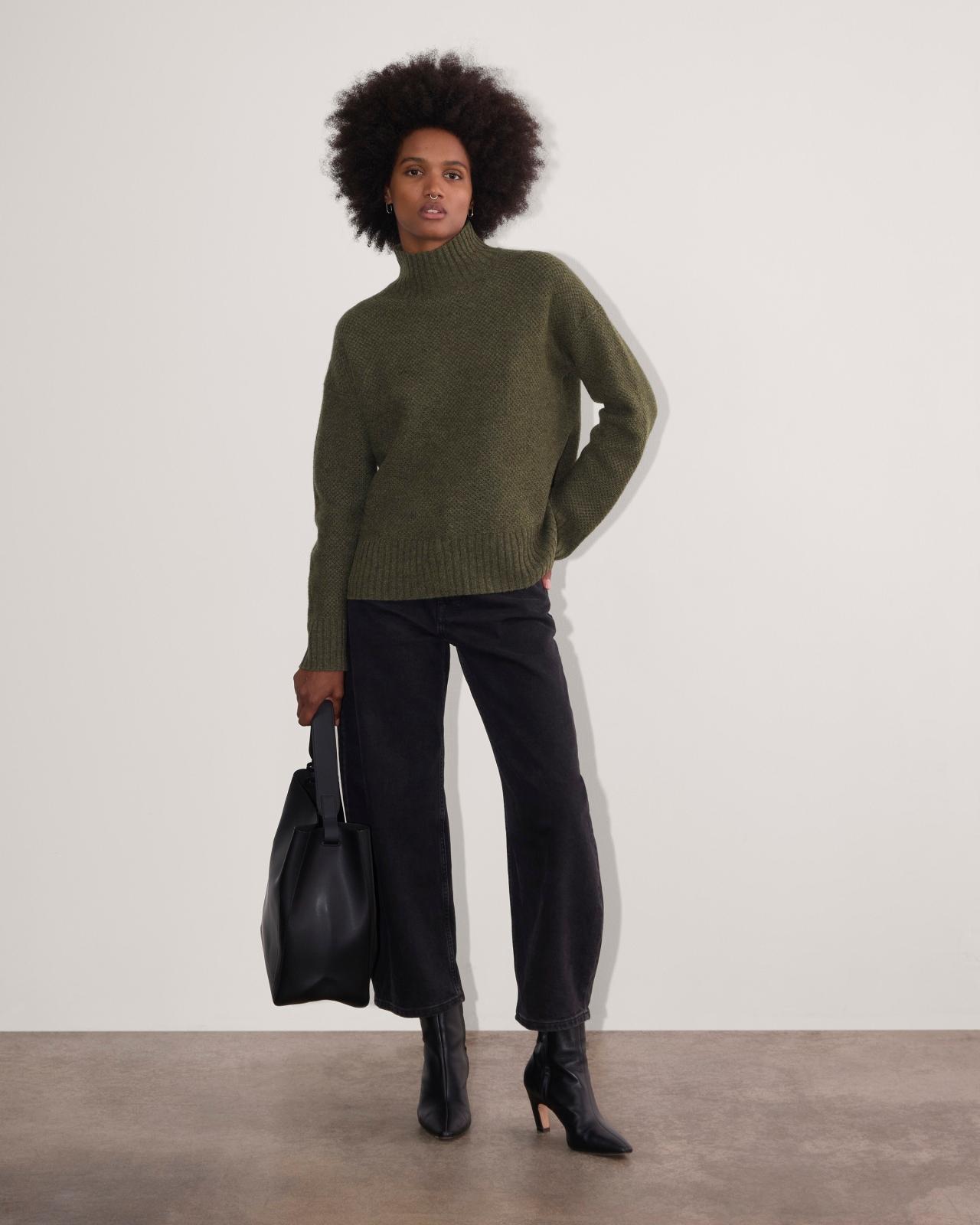 The Honeycomb Funnel Neck in Wool Cashmere Product Image