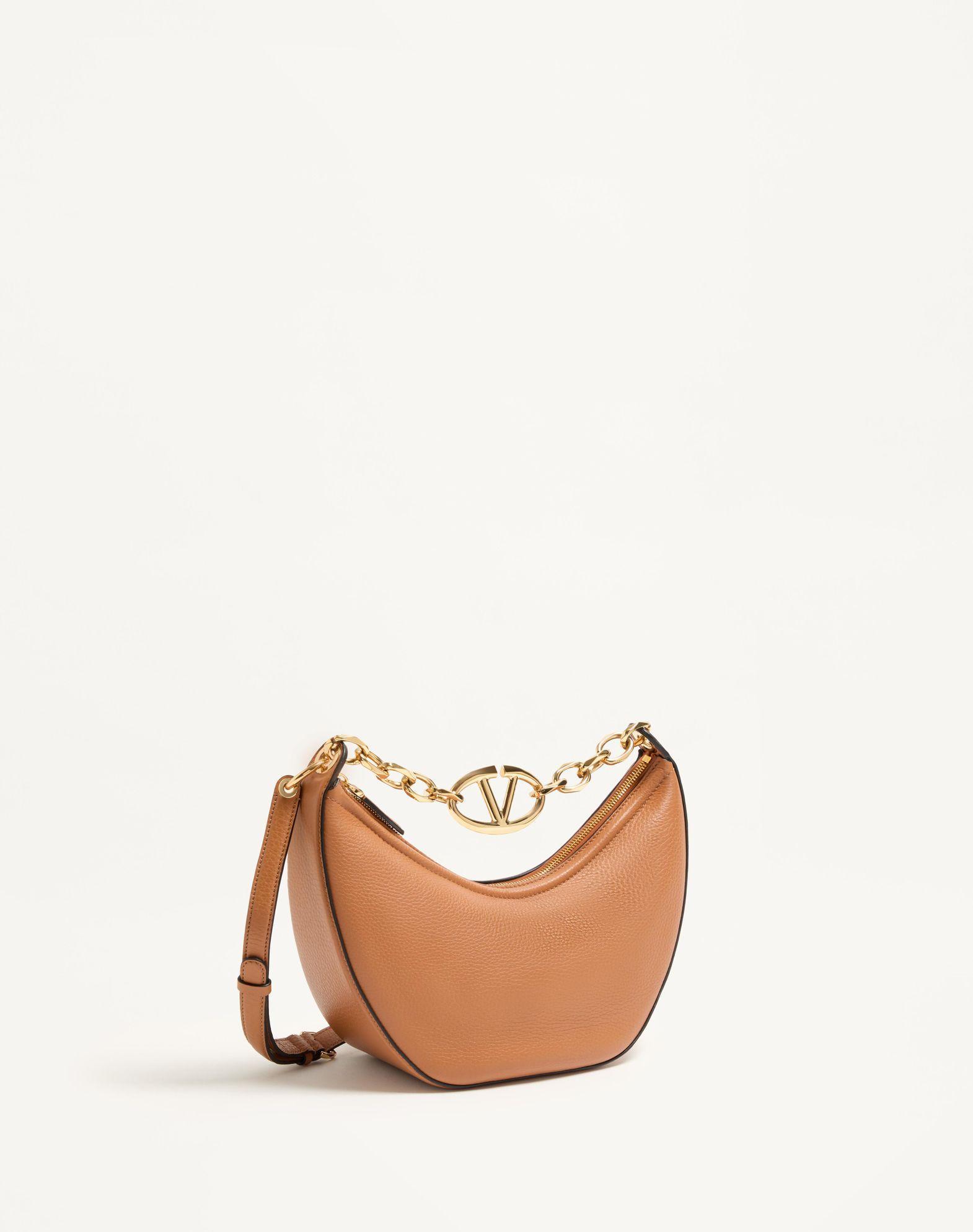 Small Vlogo Moon Hobo Bag In Grainy Calfskin With Chain Product Image