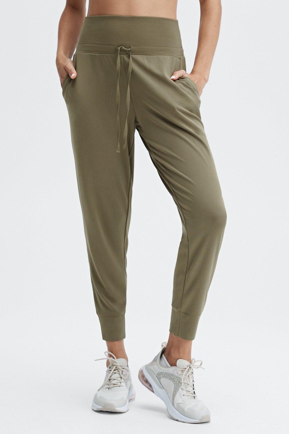 Fabletics Eco Sleek Knit Drawstring Pant Womens green plus Size 3X Product Image