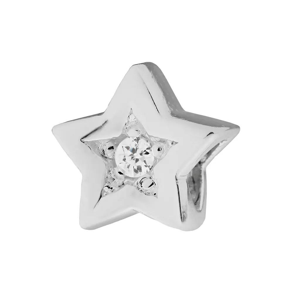 Individuality Beads Cubic Zirconia Sterling Silver Star Bead, Womens, White Product Image