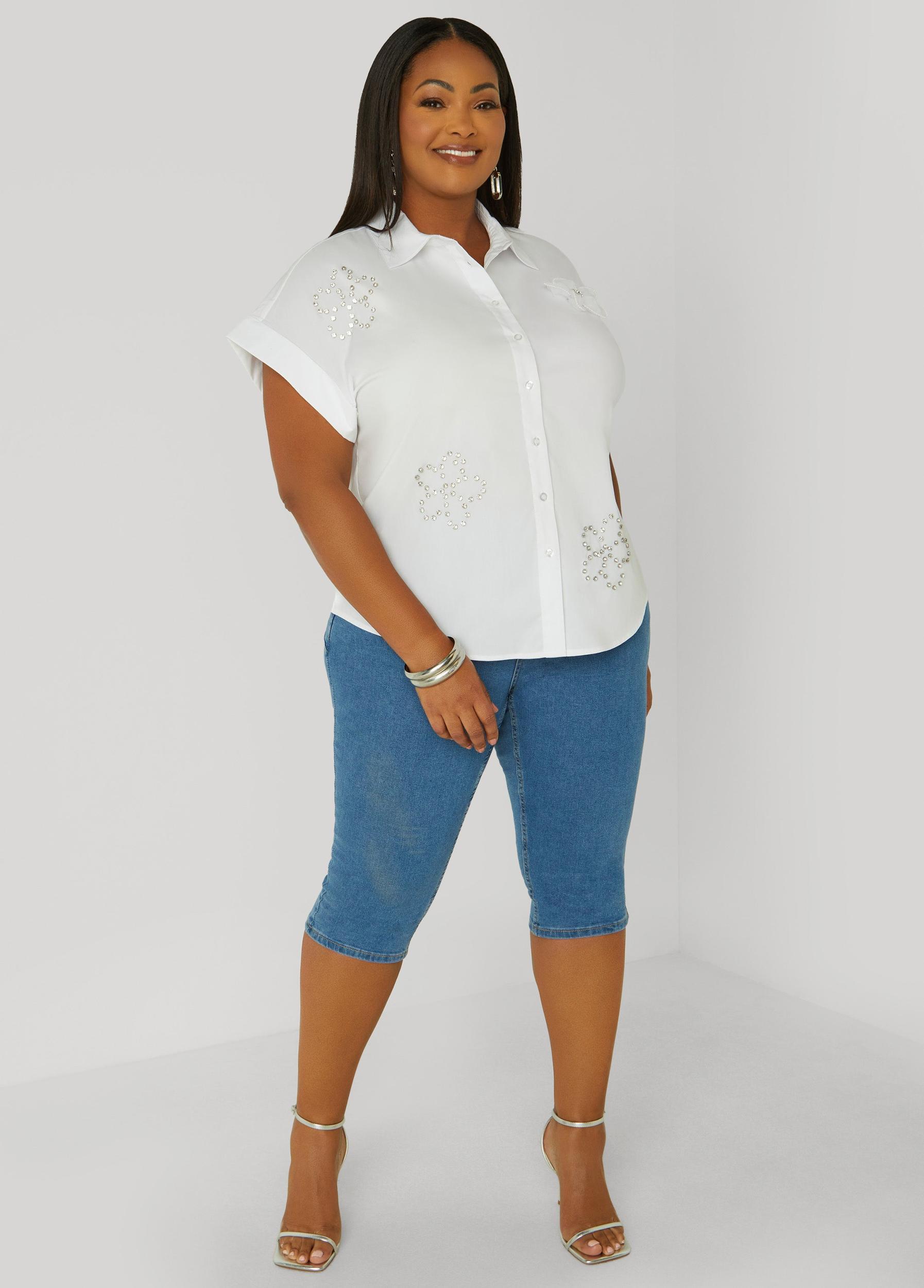 Floral Embellished Poplin Shirt Product Image