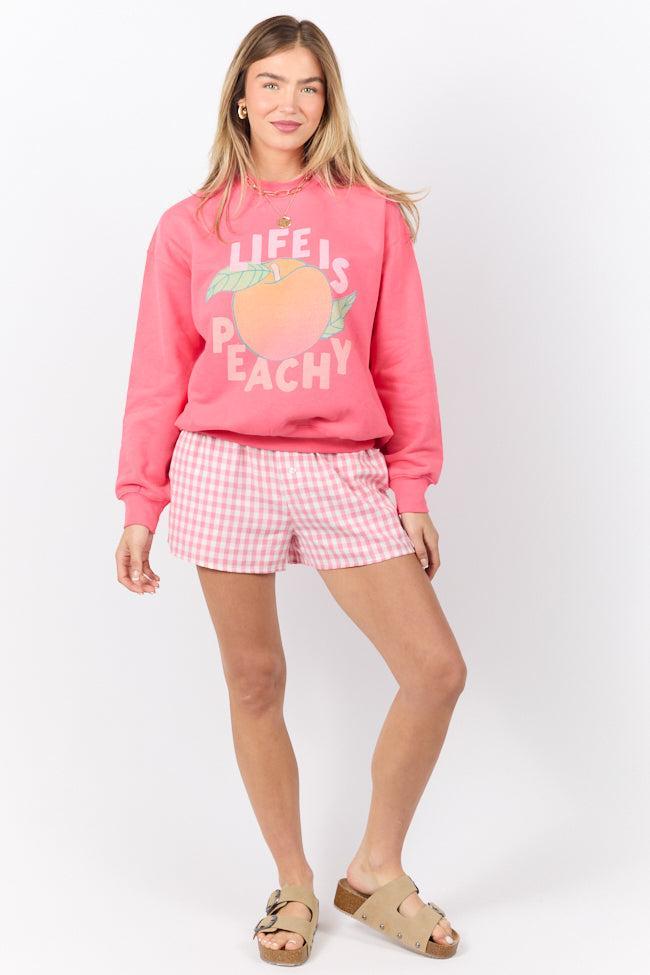 Life Is Peachy Light Red Graphic Sweatshirt Product Image