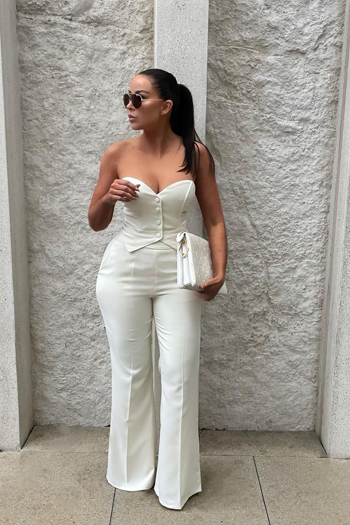 Amelia Two Piece Pant Suit - Cream Product Image